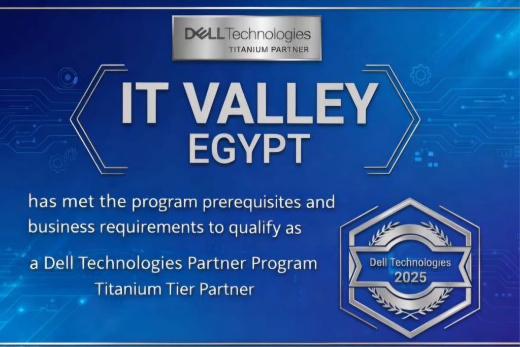 Modern Dell Technologies certificate presented by IT Valley as a Dell titanium partner in Egypt