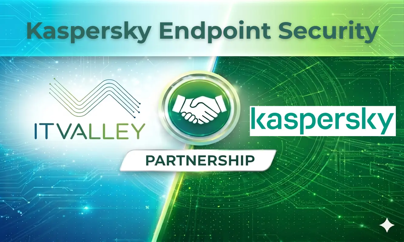 Cybersecurity dashboard showing Kaspersky Endpoint Security protecting business systems in Saudi Arabia with IT Valley Partner solutions.