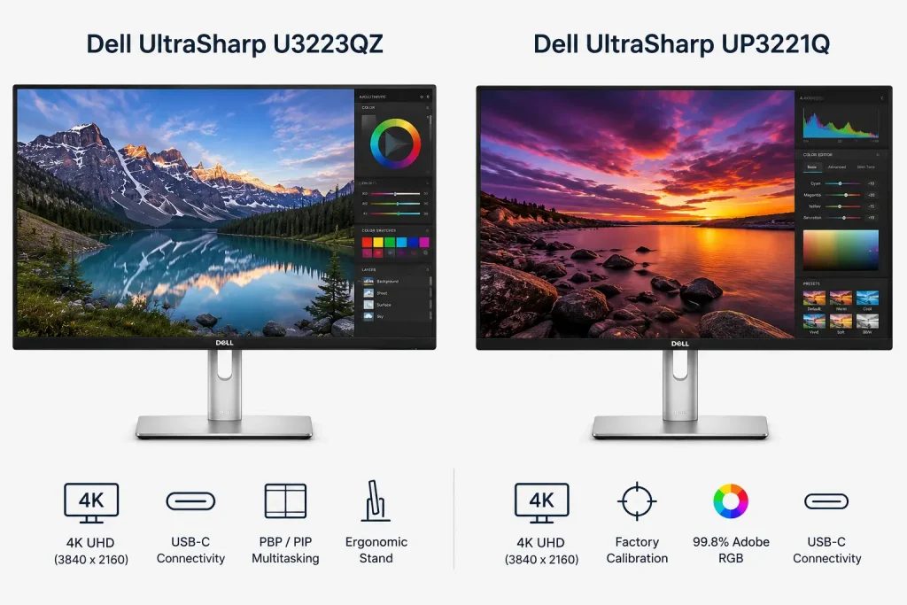 Dell UltraSharp U3223QZ and UP3221Q 32-inch monitors in Saudi Arabia
