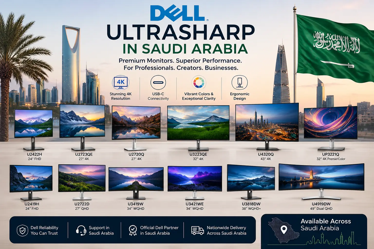 Dell UltraSharp monitors in Saudi Arabia from IT Valley Dell partner