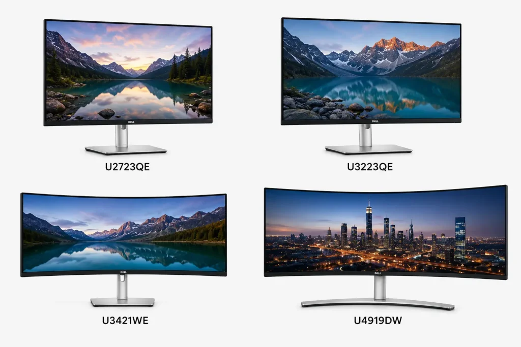 Dell UltraSharp U2723QE U3223QE U3421WE and U4919DW monitors in Saudi Arabia